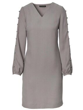 Banana Republic Button Long Sleeve Gray Shift Dress Size 8